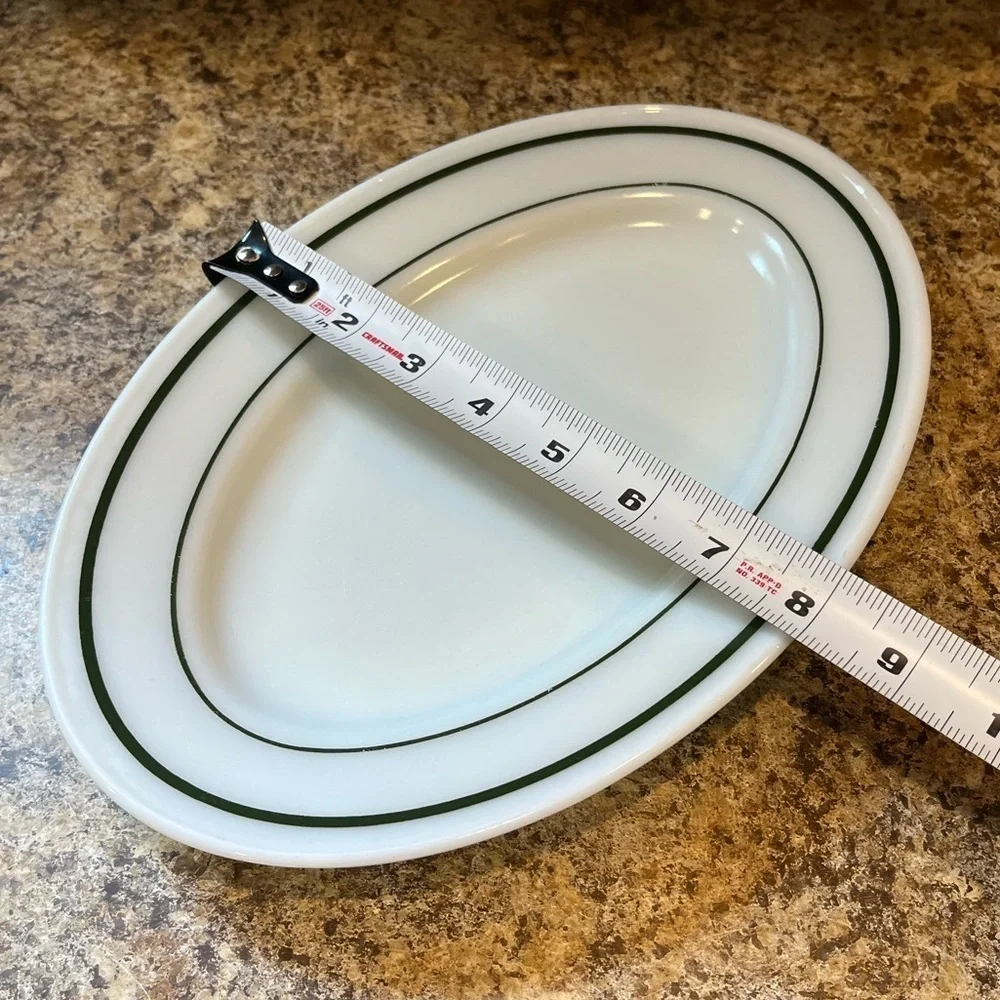 Vintage PYREX Tableware 11.5” Serving Platter Green Ring Pattern